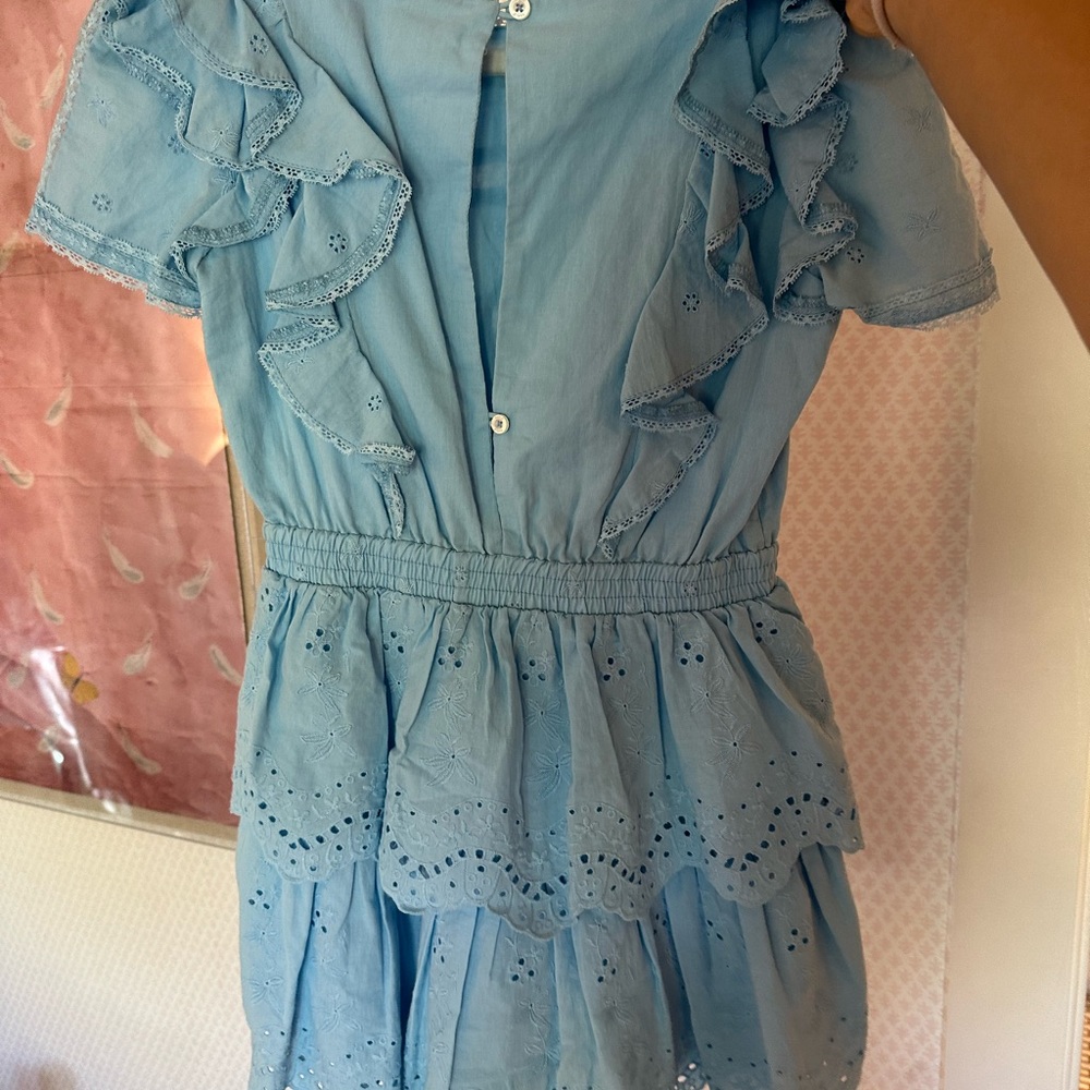 Girls Blue Ruffle Dress - Picture 3 of 6